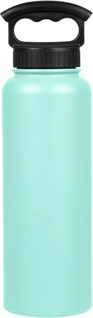 FIFTY/FIFTY Double Wall Vacuum Insulated Water Bottle, Stainless Steel, Wide Mouth with Three Finger Cap