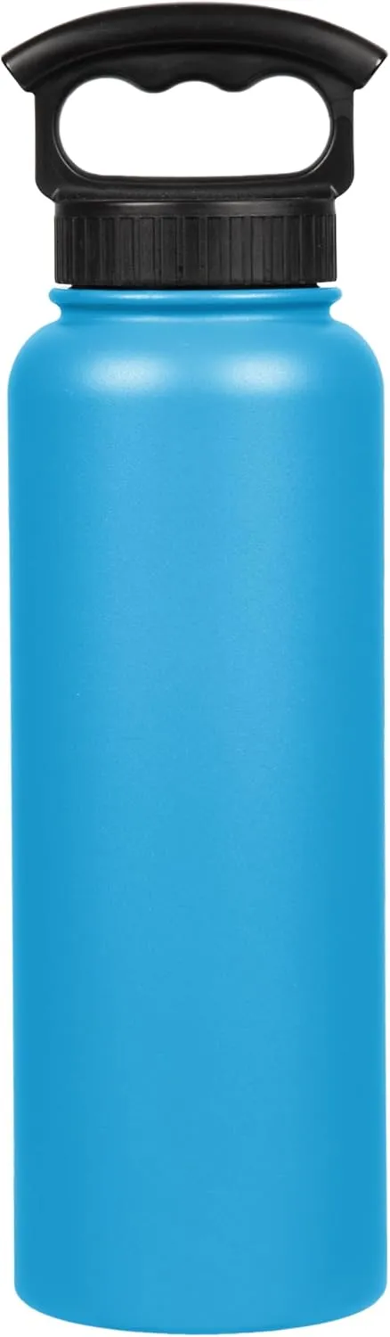 FIFTY/FIFTY Double Wall Vacuum Insulated Water Bottle, Stainless Steel, Wide Mouth with Three Finger Cap