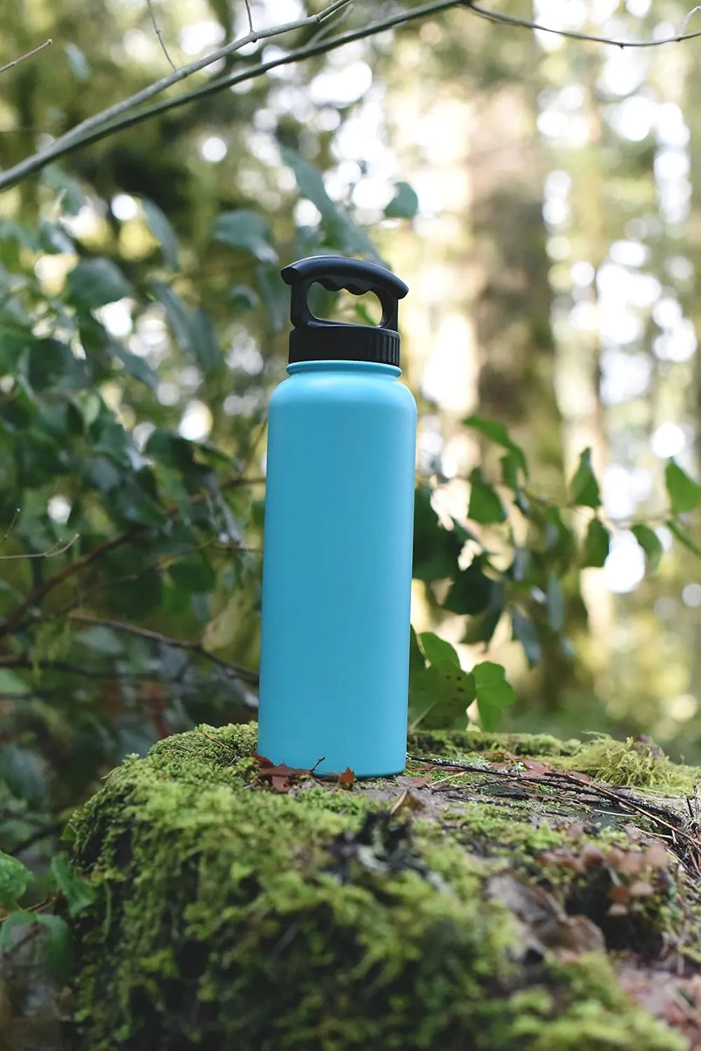 FIFTY/FIFTY Double Wall Vacuum Insulated Water Bottle, Stainless Steel, Wide Mouth with Three Finger Cap