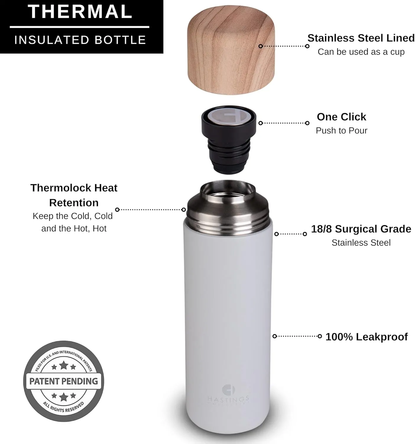 FIKA Slim Coffee Travel Mug Tumbler - Stainless Steel Vacuum Insulated Thermos Cup with Spill Proof Lid, 17oz (500ml) (Gray)