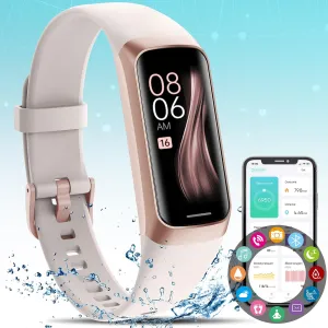 Fitness Activity Tracker for Men Women,Smart Watch with Blood Pressure Monitor Heart Rate Sleep Monitor IP67 Waterproof Pedometer Step Counter Calorie Tracker Health Watch for Android iOS Phones White