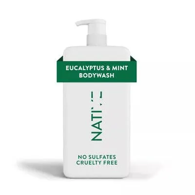 Fits Native Body Wash, Eucalyptus & Mint Scent, Sulfate-Free, Cruelty-Free Formula with Pump Dispenser, 36 fl oz