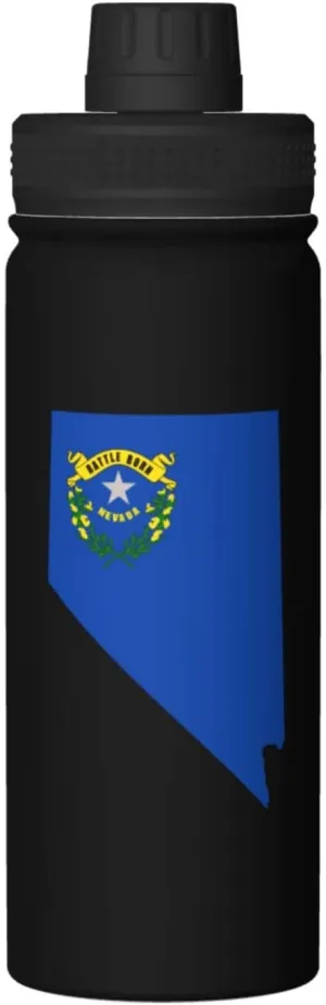 Flag Map of Nevada Water Bottle 18OZ Stainless Steel Insulated Water Bottles With Spout Lid Sports Keep Cold and Hot Water Bottle For Biking Hiking