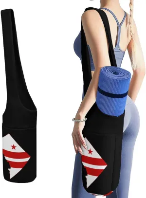 Flag Map of Washington Lightweight Yoga Mat Bag with Pockets Portable Canvas Carrying Shoulder Bags for Women Men