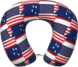Flag of Patagonia and America Neck Pillow Memory Foam U-Shaped Travel Neck Pillow for Airplanes Car Home
