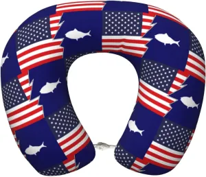 Flag of The United States Commissioner of Fisheries and America Neck Pillow Memory Foam U-Shaped Travel Neck Pillow for Airplanes Car Home