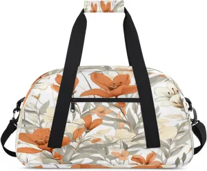 Floral Spring Gym Bag for Women Men, Sports Travel Duffel Bag Lightweight Workout Bag Carry On Overnight Weekender Bag