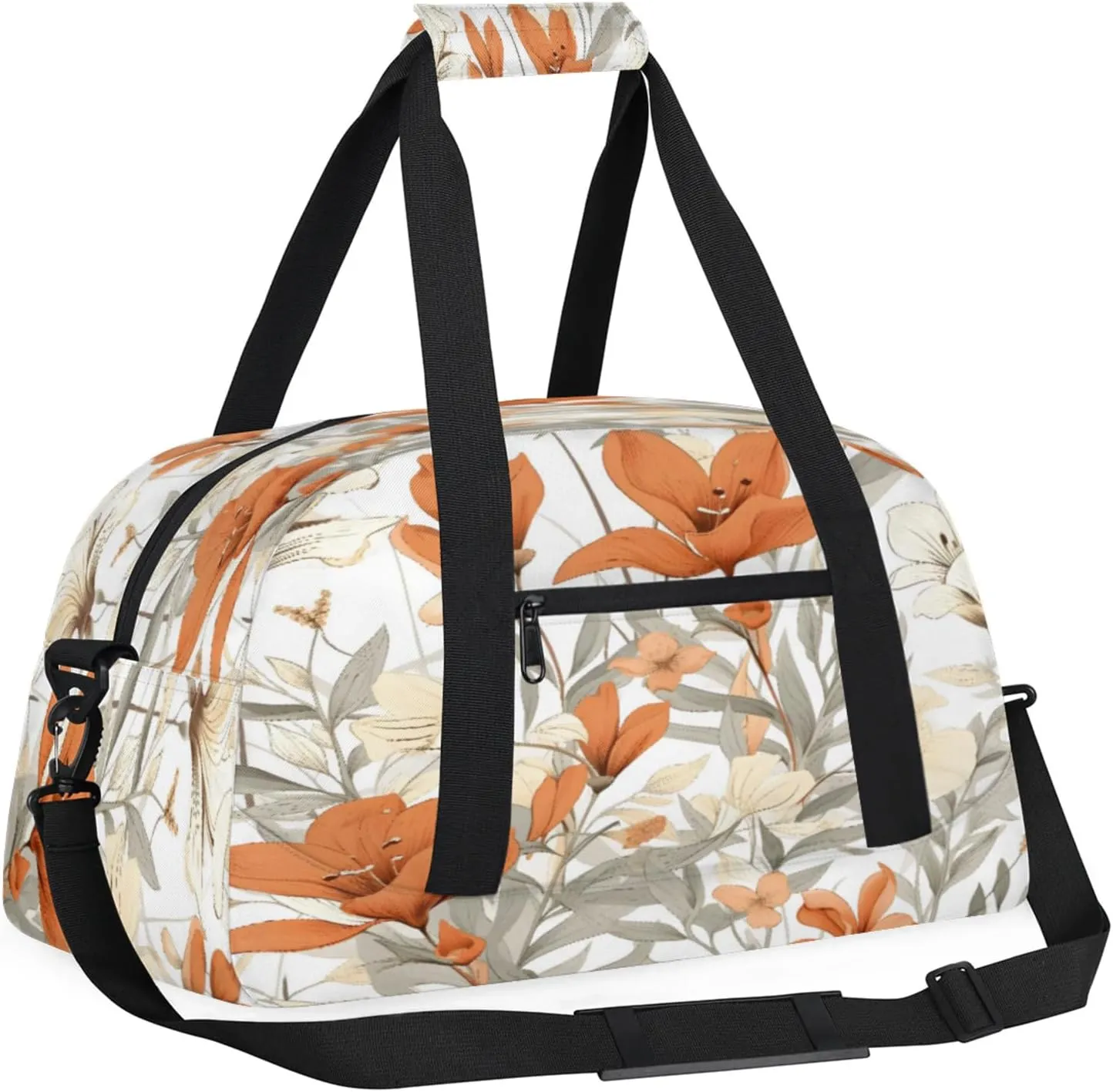 Floral Spring Gym Bag for Women Men, Sports Travel Duffel Bag Lightweight Workout Bag Carry On Overnight Weekender Bag