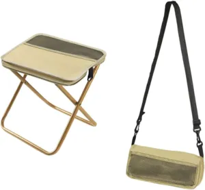 Foldable Backpack Stool - Portable Camping Chair with Shoulder Straps, Compact Hiking Seat for Outdoor Adventures, Fishing, BBQs Events, Lightweight Durable Design (Beige)