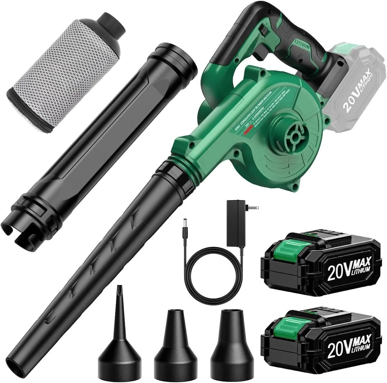 for Kimo Cordless Leaf Blower Vacuum with Bag 3 Nozzles 2 Lightweight