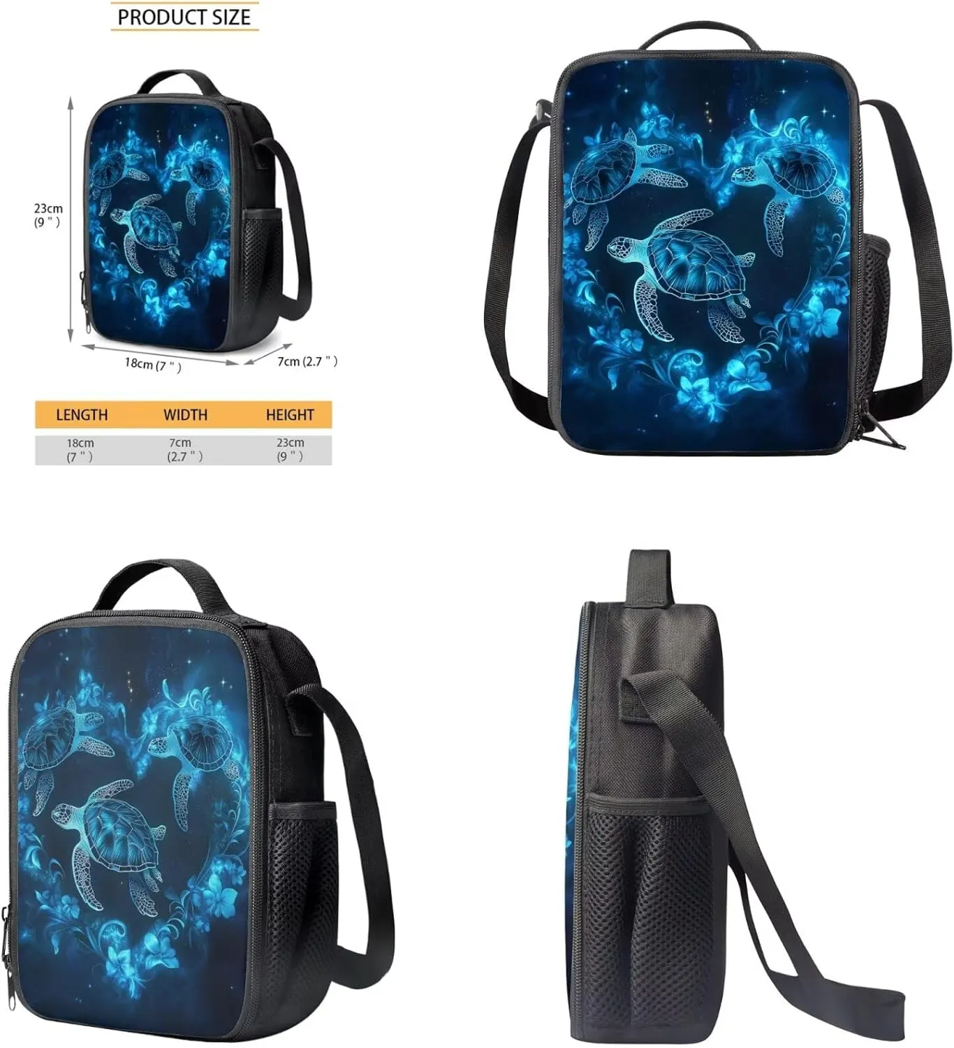 FOR U DESIGNS Turtle Backpack for Kids 8-12 Kindergarten Elementary School Bag 5th Grade Large Capacity Bookbag Set with Lunch Box 3 Piece Back Pack 17 Inch