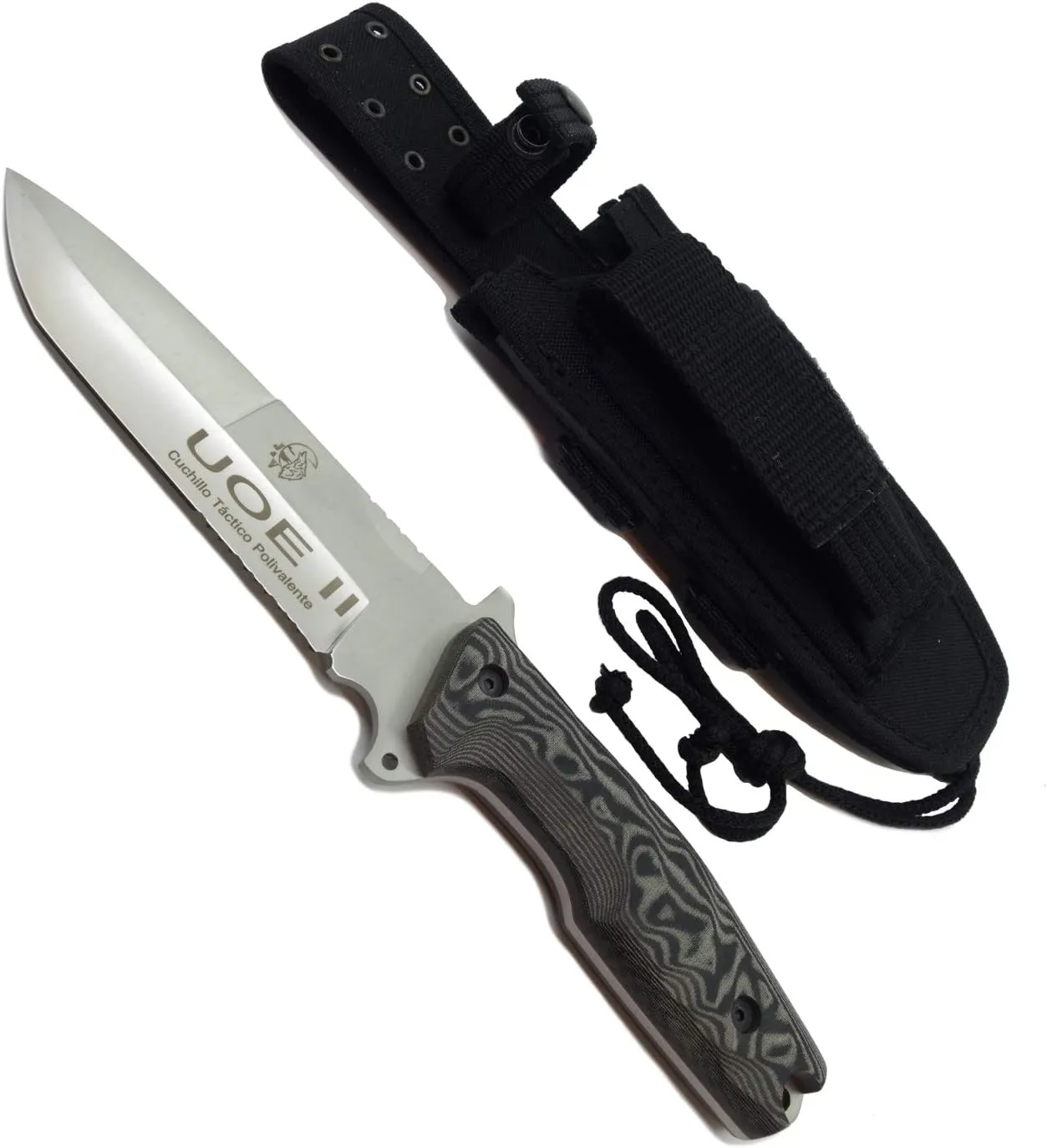 Forester UOE Tactical Knife - 5-3/4" Blade - Black-Gray Micarta Handle - Night Camo