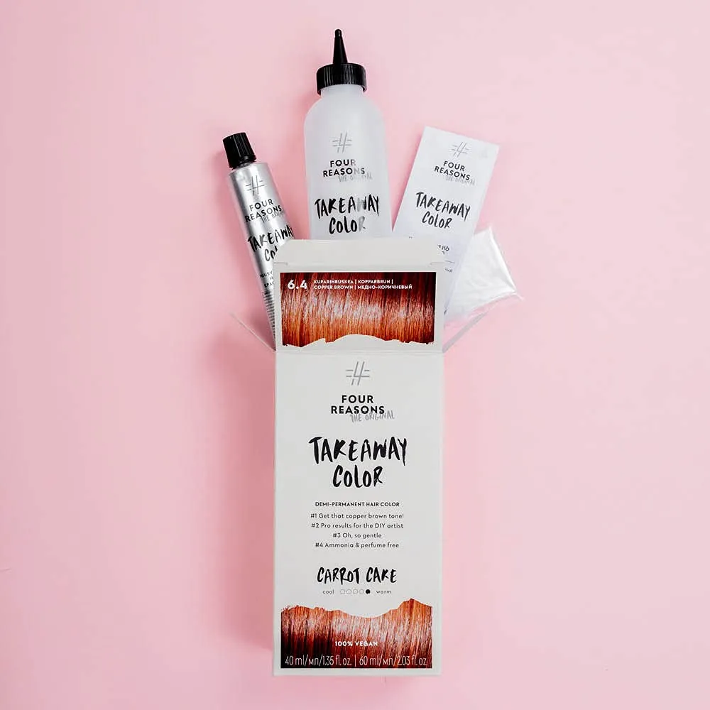 Four Reasons Original Takeaway Color – Caffe Americano 4.0 - Demi-Permanent Hair Color- Ammonia-Free and Fragrance-Free Hair Dye with GRAY COVERAGE - 100% Vegan & Cruelty Free