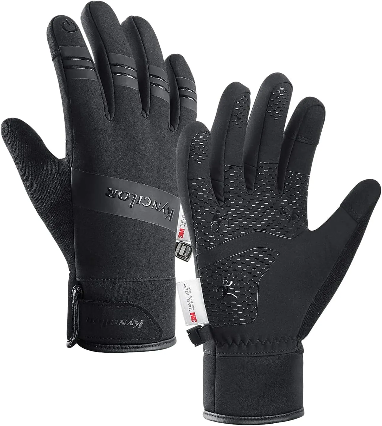 FOXLVDA 10℉ Winter Gloves Men Women, Waterproof Windproof Thermal Touch Screen with Non-Slip Grip and Warm Lining for Cold Weather Cycling, Driving, Hiking, Running, Golf, Ski