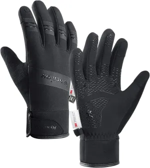 FOXLVDA 10℉ Winter Gloves Men Women, Waterproof Windproof Thermal Touch Screen with Non-Slip Grip and Warm Lining for Cold Weather Cycling, Driving, Hiking, Running, Golf, Ski