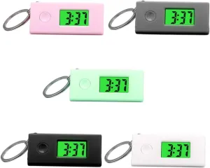 FRCOLOR 5 Pcs Luminous Keychain Watches Portable Digital Hanging Clock for Easy Carrying for Backpacks Lanyards and Belt Loops Grey