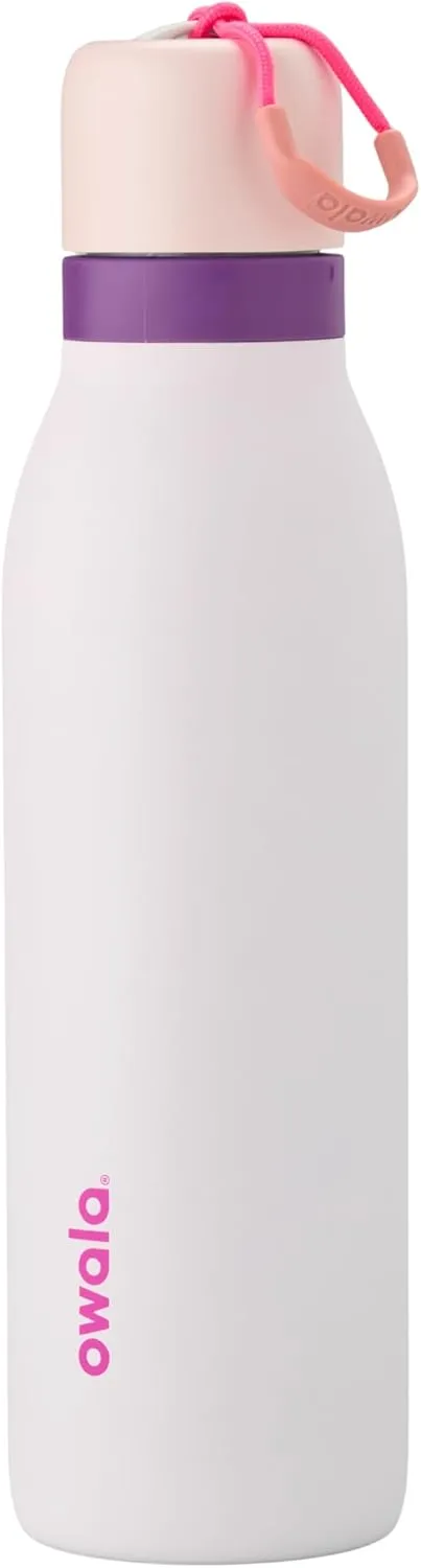 FreeSip Twist Insulated Stainless Steel Water Bottle with Straw for Sports and Travel, BPA-Free, 18-oz, Pink/Purple (Dreamy Field)