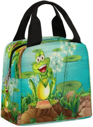 Frog Stump Pond Insulated Lunch Bag Women Reusable Lunch Tote Bag for Men Adult Leakproof Cooler Lunch Box for Work Office Picnic Travel