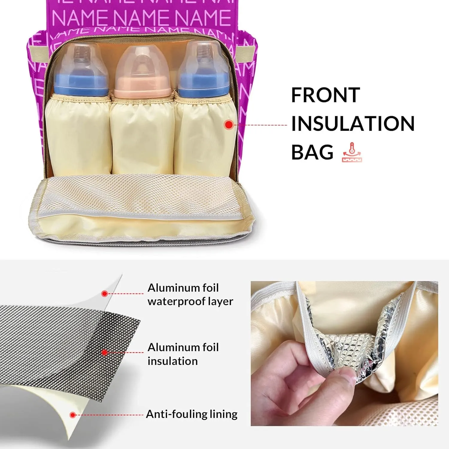 Fuchsia Mummy Bag Custom Personalized with Name Diaper Bag Girl Backpacks Best Present