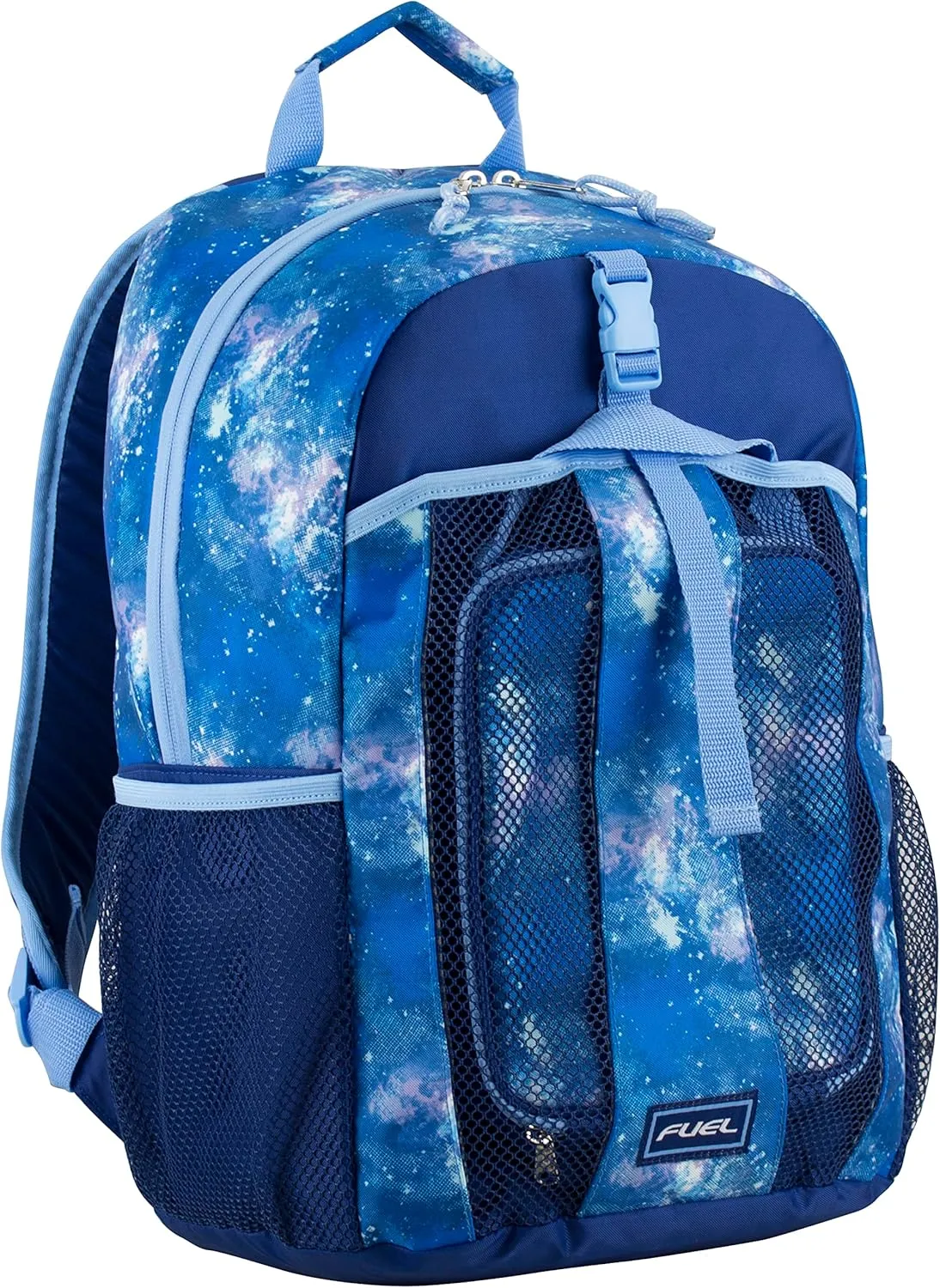 FUEL Lunch Backpack Set Teens Student Water Resistant Dome Bookbag Bag Soft Reusable Insulated Cooler Lunch Box Thermal Travel Office Lunch Bag, Light Blue Galaxy
