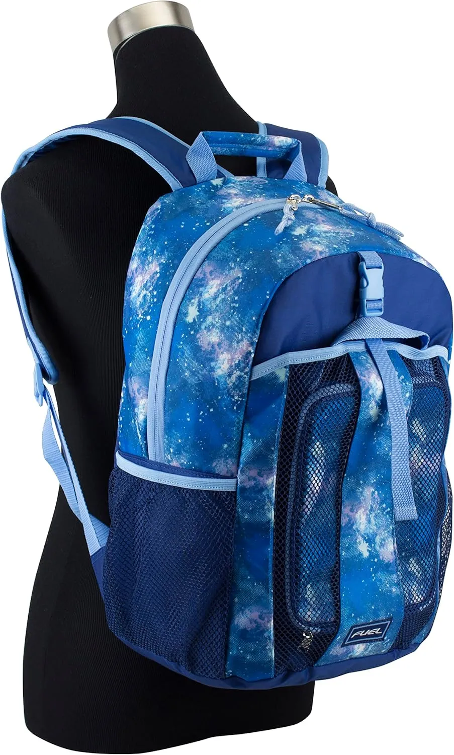 FUEL Lunch Backpack Set Teens Student Water Resistant Dome Bookbag Bag Soft Reusable Insulated Cooler Lunch Box Thermal Travel Office Lunch Bag, Light Blue Galaxy