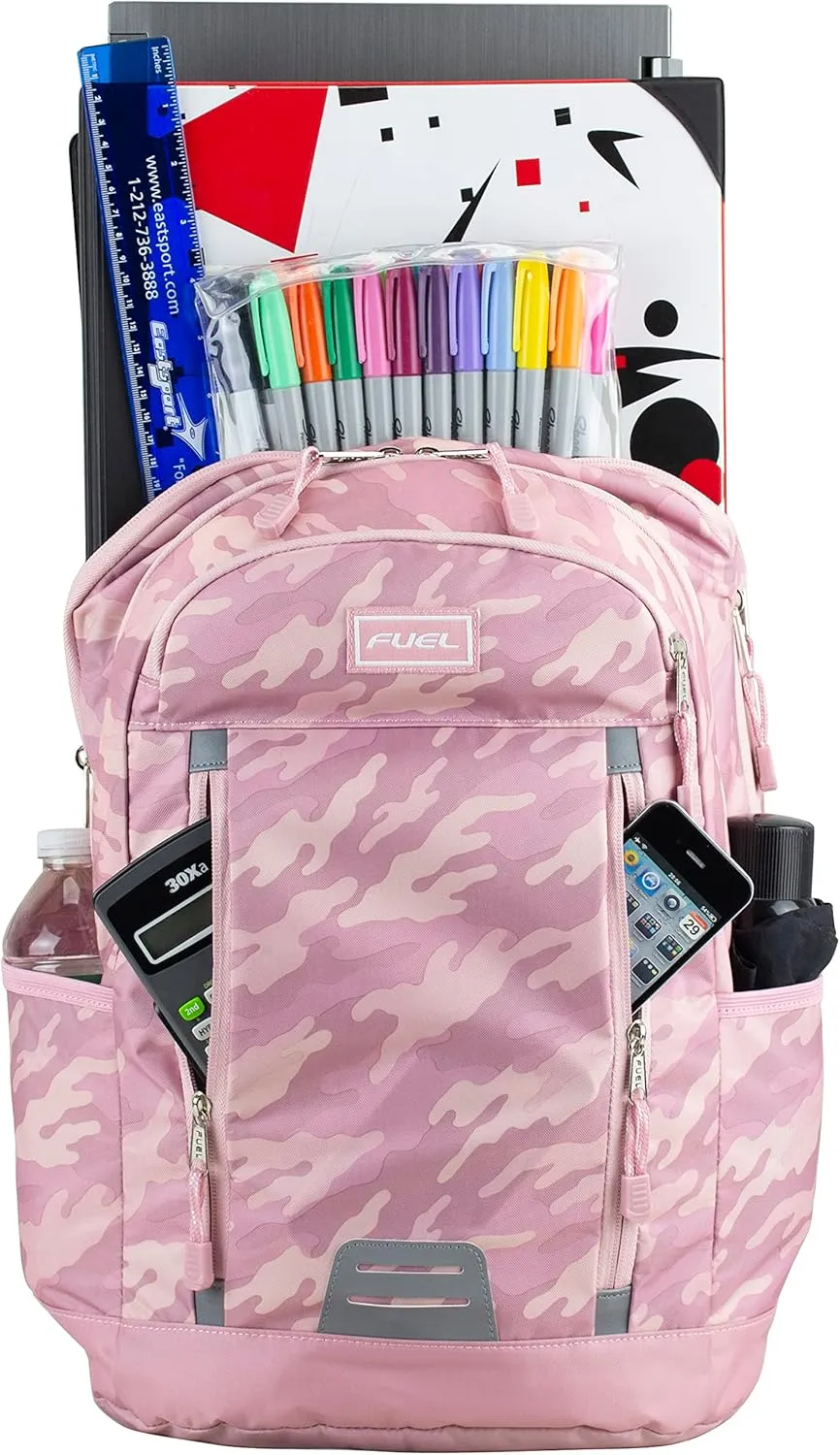 Fuel Pro Sport Active Multi-Pocket Travel Luggage Carry On Weekender Daypack Hiking Camping Backpack Bag, Pink Camo