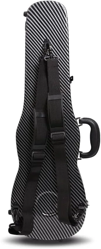 Full Size Carbon Fiber Violin Case with Reinforced Carry Handle and Back Straps (Black)