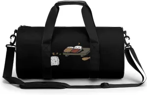 Funny Sleepwalking Sushi Cylindrical Gym Duffle Bag Foldable Weekender Bags Lightweight Travel Handbag