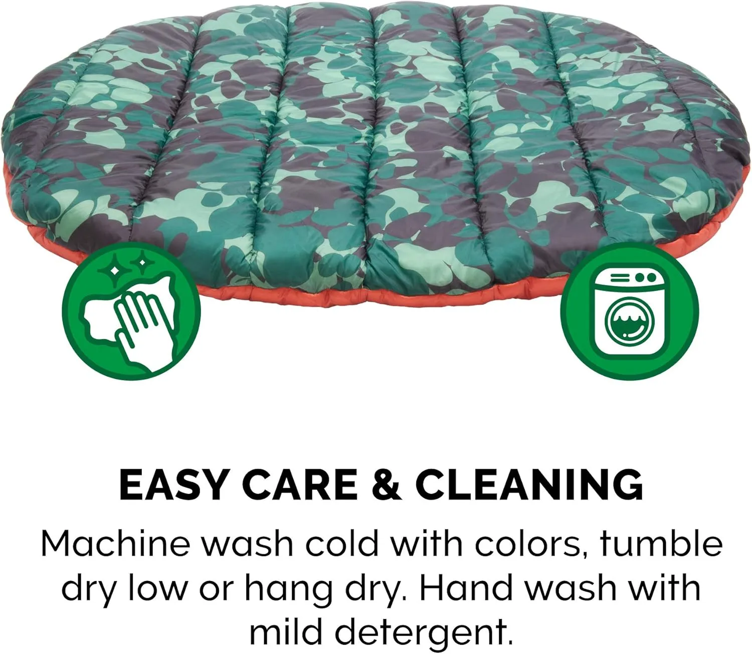 Furhaven Outdoor Travel Dog Bed for Large/Medium Dogs w/ Carry Bag, Washable & Foldable, Great for Crates & Kennels - Trail Pup Travel Pillow Mat w/ Stuff Sack Bag - Paprika/Camo-Paw, Large