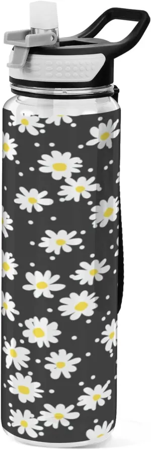 Fustylead Little Daisy 32 oz BPA-Free Water Bottle with Straw, Leak-Proof Sport Bottle for Fitness, Gym, Camping, Outdoor Sports