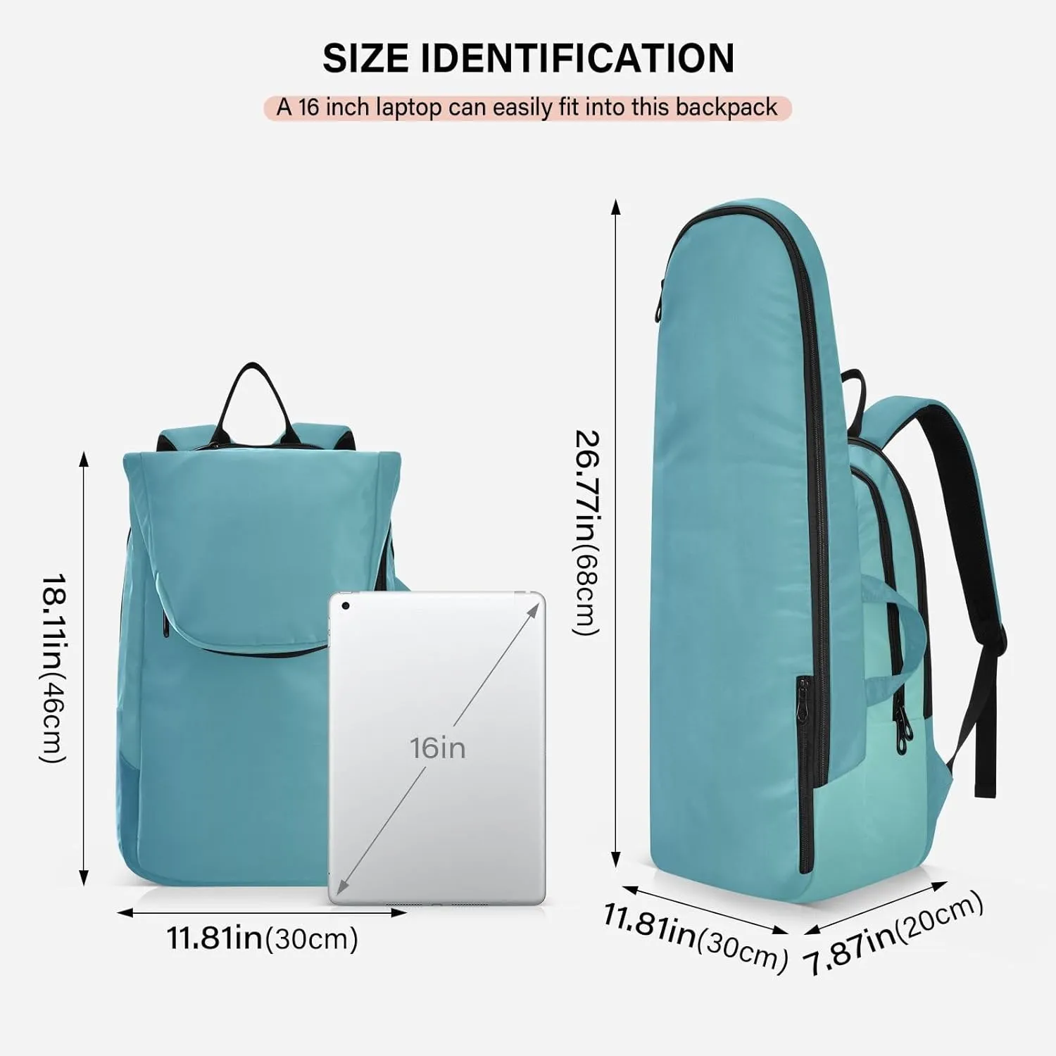 GAIGEO Black White Gradient Tennis Racket Backpack, Large Space Tennis Backpack for Men, Durable Polyester, Printing Design