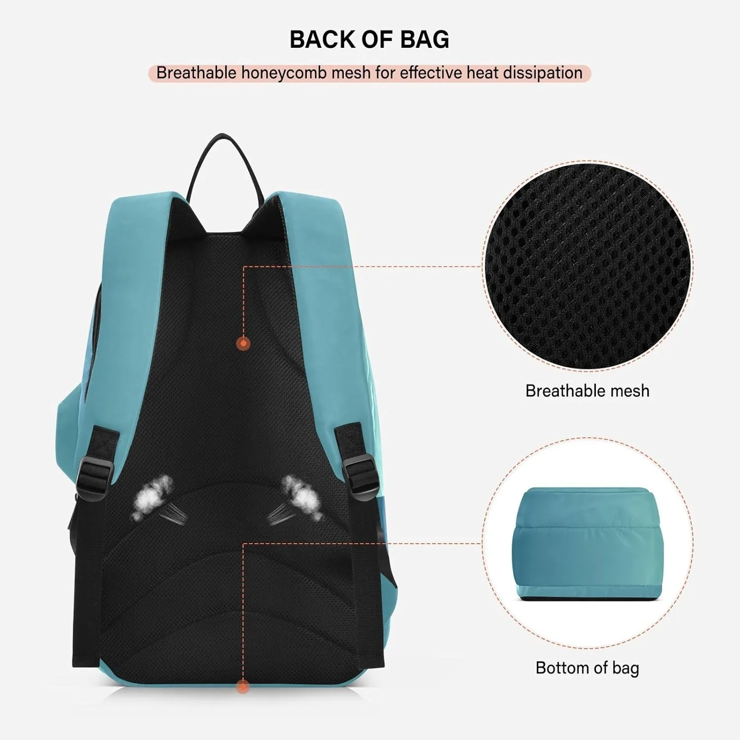GAIGEO Black White Gradient Tennis Racket Backpack, Large Space Tennis Backpack for Men, Durable Polyester, Printing Design