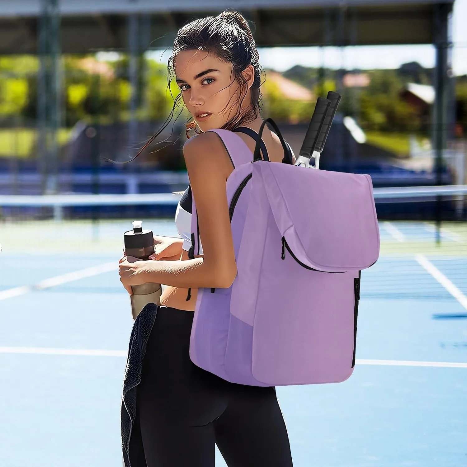 GAIGEO Pink Green Gradient Pickleball Bag, Large Space Pickleball Bags for Women, Durable Polyester, Printing Design