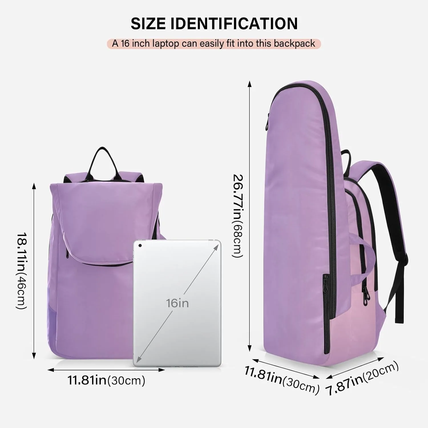 GAIGEO Pink Green Gradient Pickleball Bag, Large Space Pickleball Bags for Women, Durable Polyester, Printing Design