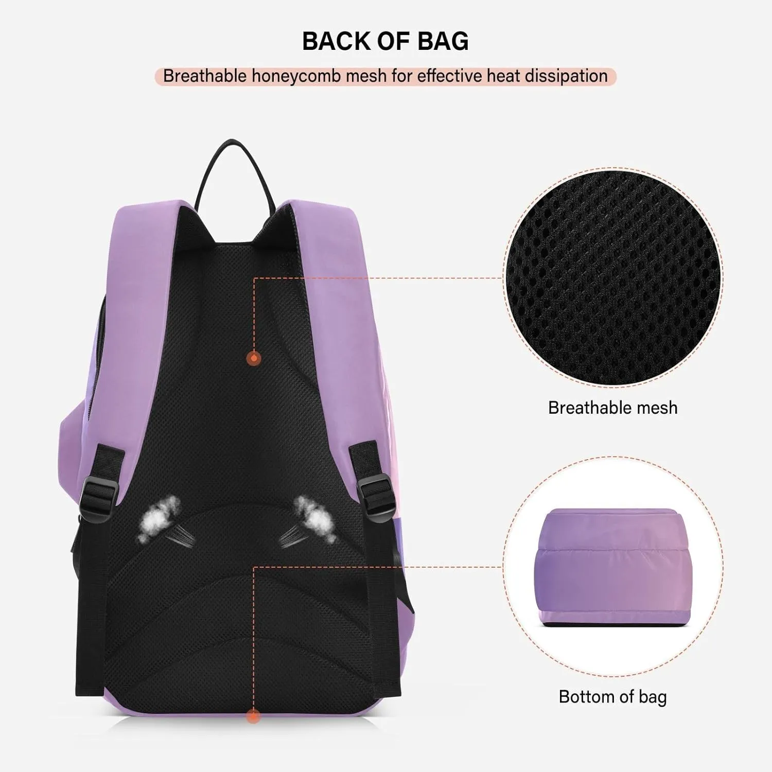 GAIGEO Pink Green Gradient Pickleball Bag, Large Space Pickleball Bags for Women, Durable Polyester, Printing Design