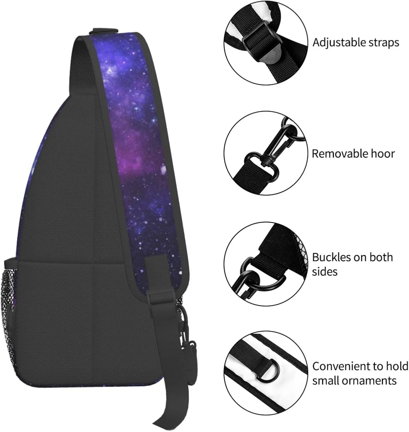 Galaxy Crossbody Sling Bags for Women Men Abstract Blue Nebula Beautiful Night Sky Outer Space Background Travel Sling Backpack Casual Shoulder Bag Universe Theme Gym Sports Hiking Daypack