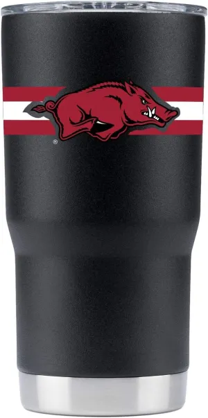 Gametime Sidekicks Arkansas Razorbacks 20oz Black Tumbler - Officially Licensed, 18/8 Stainless Steel, Double-walled, Vacuum-insulated - 360 Wrap