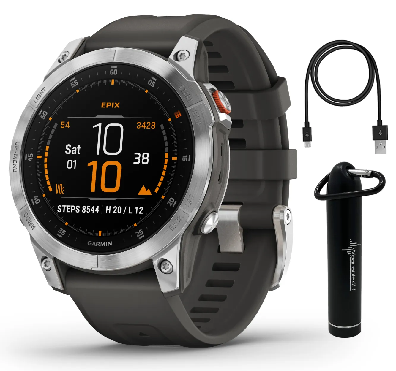 Garmin EPIX (Gen 2) Premium Active Smartwatch with AMOLED display with Wearable4U Power Bank Bundle