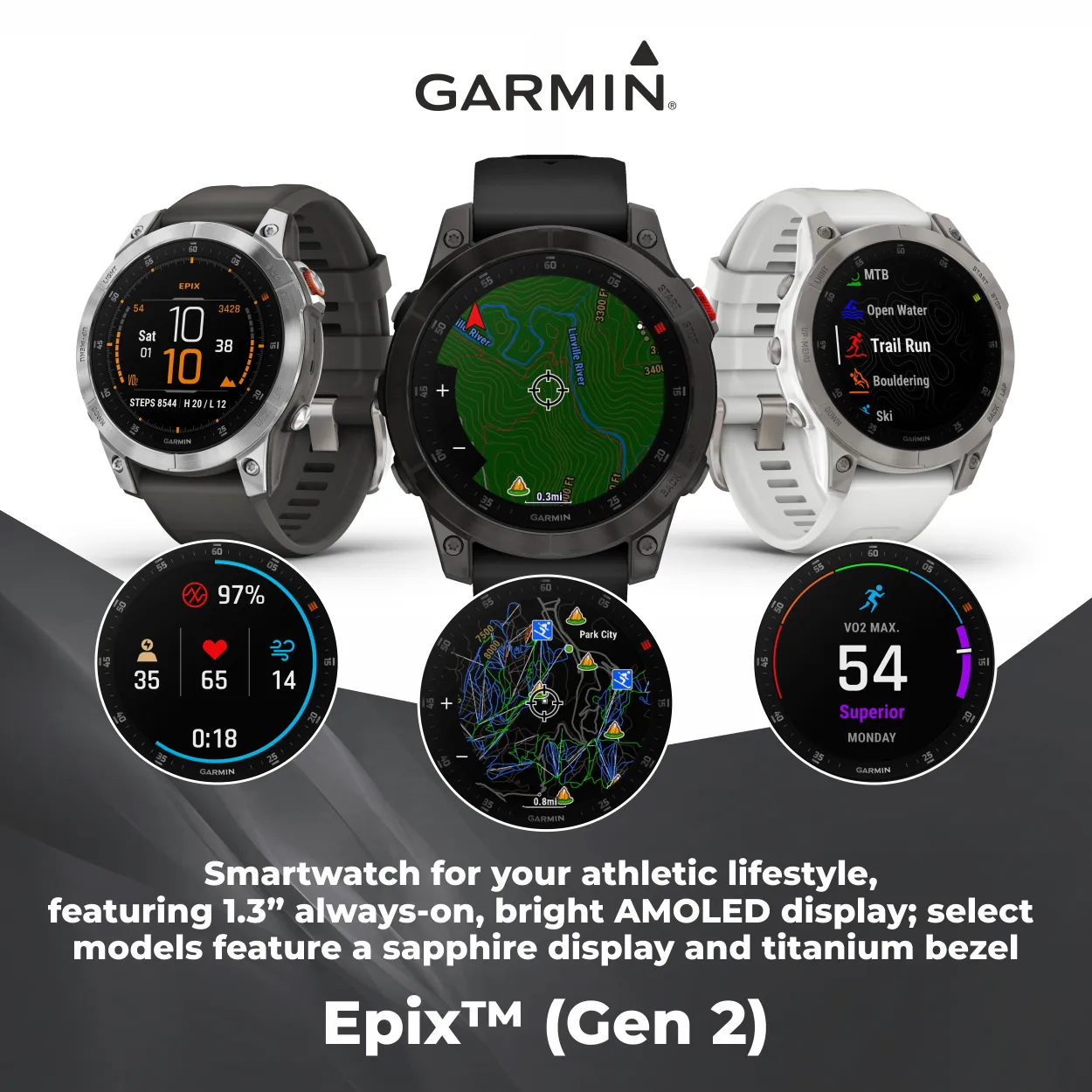 Garmin EPIX (Gen 2) Premium Active Smartwatch with AMOLED display with Wearable4U Power Bank Bundle