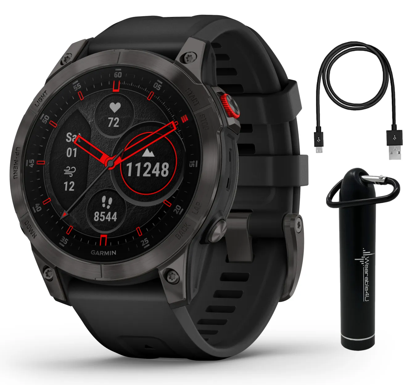 Garmin EPIX (Gen 2) Premium Active Smartwatch with AMOLED display with Wearable4U Power Bank Bundle