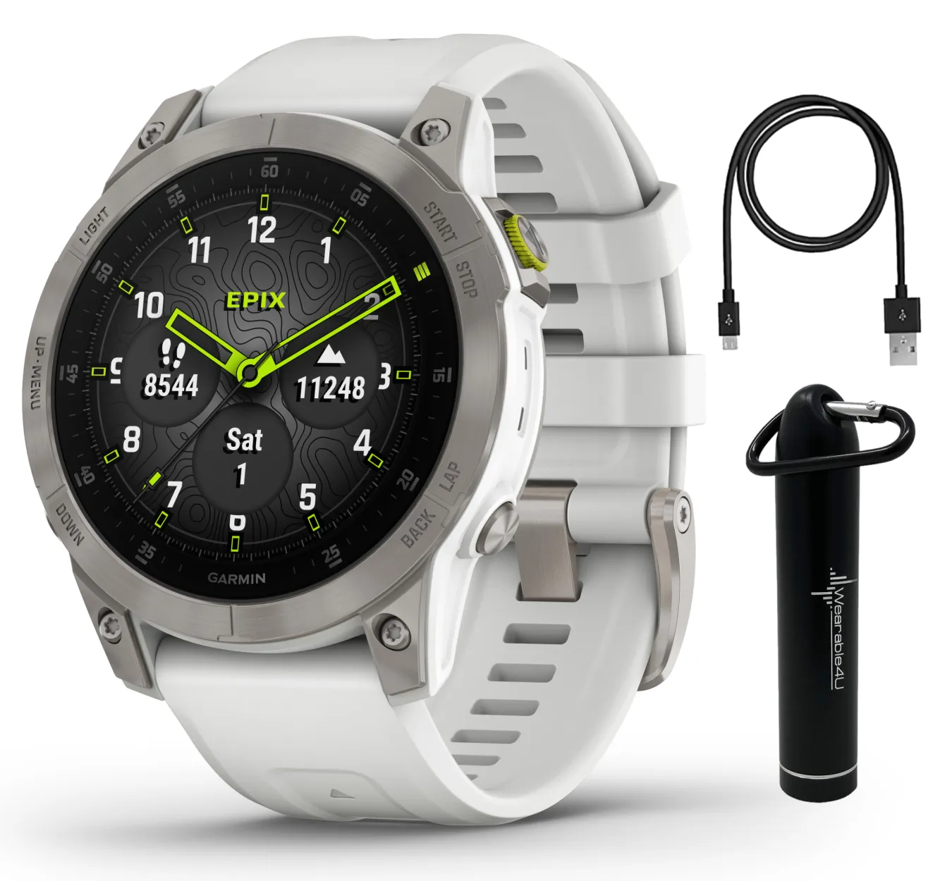 Garmin EPIX (Gen 2) Premium Active Smartwatch with AMOLED display with Wearable4U Power Bank Bundle