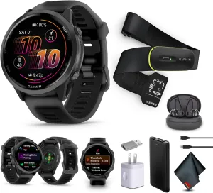 Garmin Forerunner 570 Running Smartwatch, 47MM WiFi, GPS Fitness Smart Watch for Men and Women, Slate Gray Aluminum with Translucent Black/Black Band​​   Access 600 Fitness Monitor, XS-S​​   More