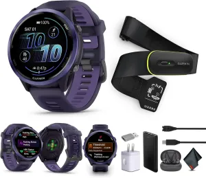 Garmin Forerunner 570 Running Smartwatch, 47MM WiFi, GPS Fitness Watch for Men and Women, Indigo Aluminum with Translucent Imperial Purple/Indigo Band​   Access 600 Fitness Monitor, M-XL​   More
