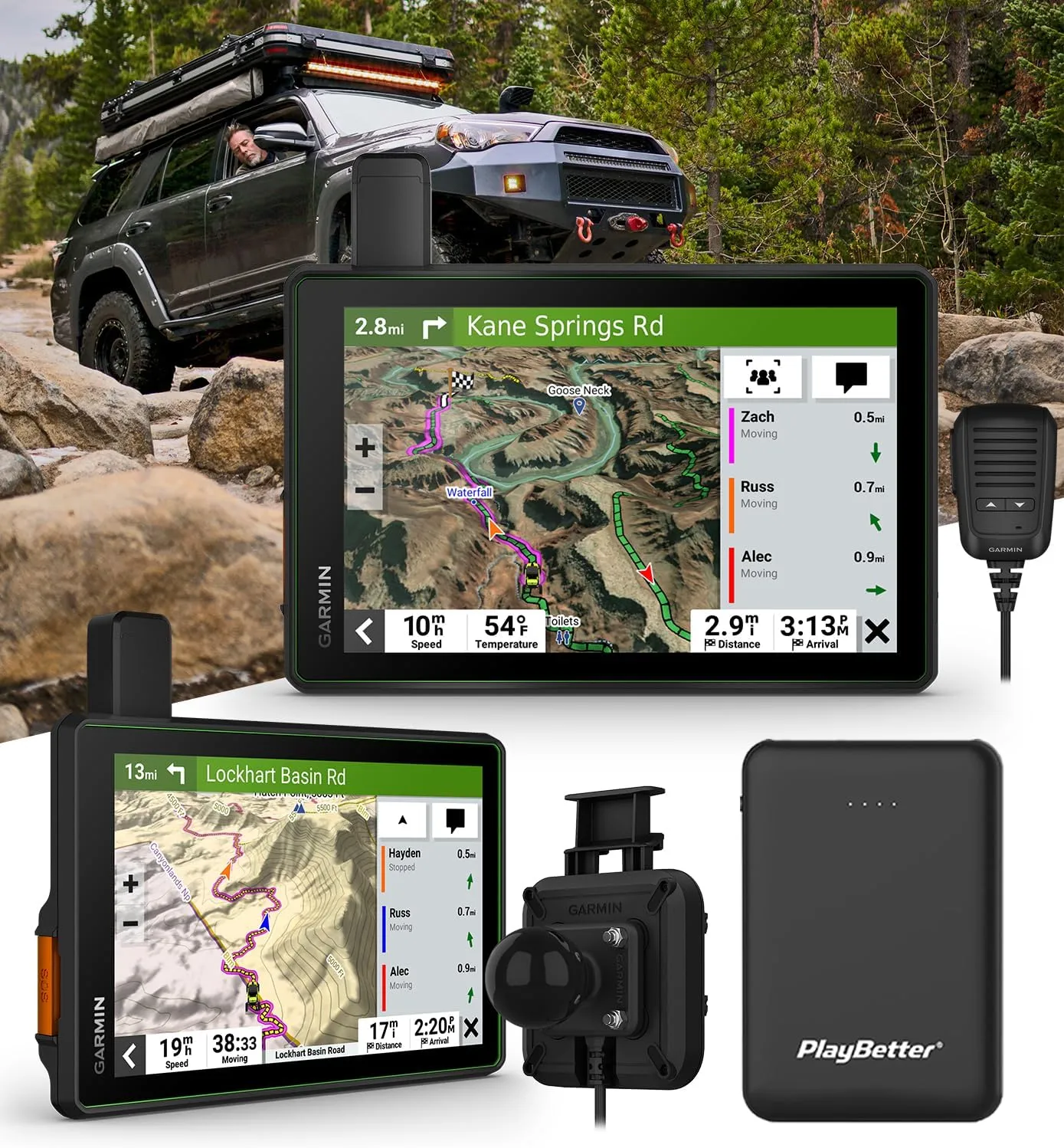 Garmin Tread SxS 8” Powersport Navigator with Group Ride Radio Bundle - High-Performance Off-Road GPS ATV Navigator, Touchscreen Display - Includes PlayBetter 5000mAh Portable Charger