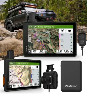 Garmin Tread SxS 8” Powersport Navigator with Group Ride Radio Bundle - High-Performance Off-Road GPS ATV Navigator, Touchscreen Display - Includes PlayBetter 5000mAh Portable Charger