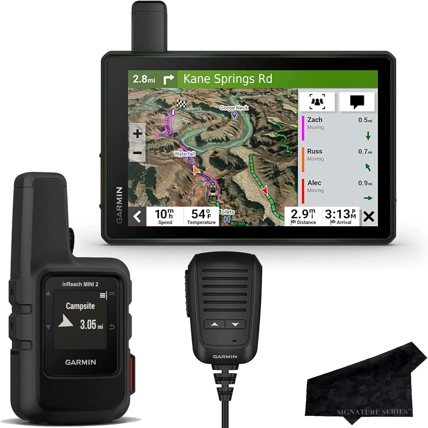 Garmin Tread SxS, 8" Group Ride Radio GPS Navigator w/InReach Mini 2 Hiking GPS and Signature Cloth