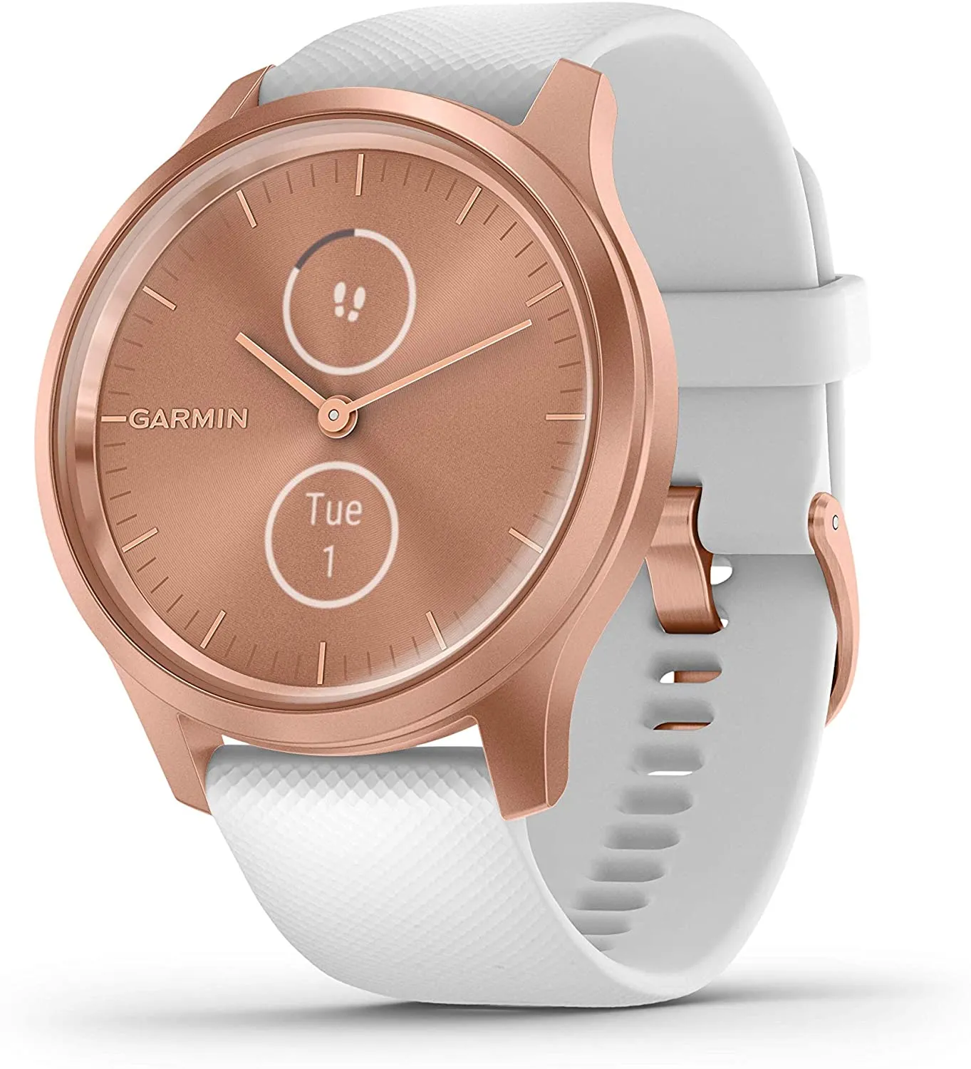 Garmin Vivomove 3 Style, Hybrid Smartwatch with White EarBuds Bundle (Rose Gold/White)
