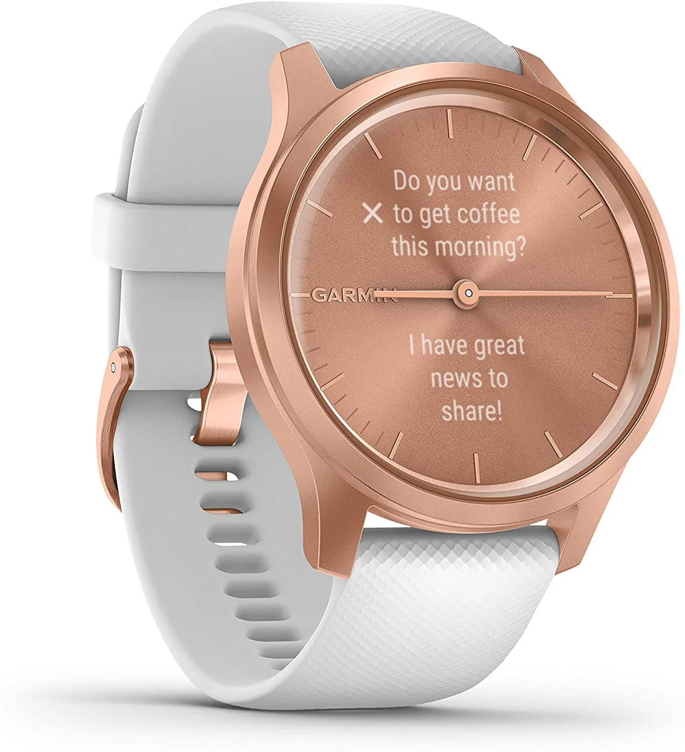 Garmin Vivomove 3 Style, Hybrid Smartwatch with White EarBuds Bundle (Rose Gold/White)