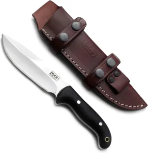 GCS Handmade D2 Steel Hunting Knife with Black Micarta Handle, Full Tang Blade, and Leather Sheath for Hunting Hunting Camping Survival EDC-GCS 947