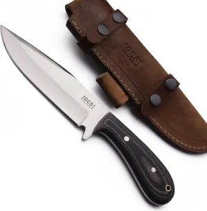 GCS Handmade G10 Handle D2 Tool Steel Tactical knife Hunting Knife Camp Knife with leather sheath Full tang blade designed for Hunting & EDC GCS 152